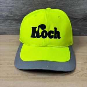 Koch Hat Cap Strap Back Green Neon Outdoors Reflective Adjustable